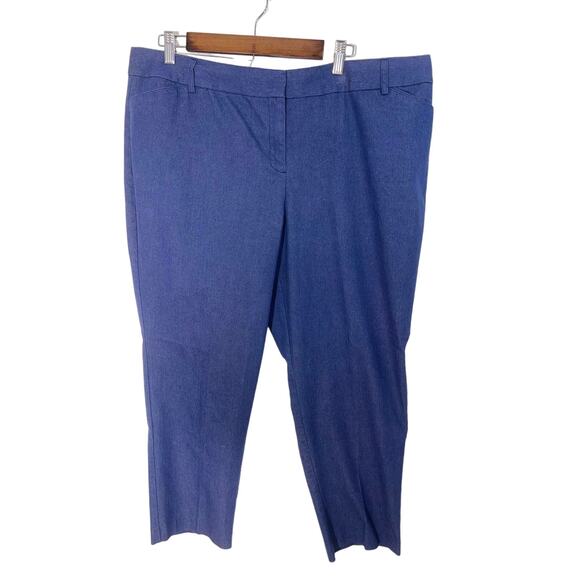 Van Heusen pants chinos slacks trousers women's 18 plus size slate blue pin strp - Picture 1 of 16
